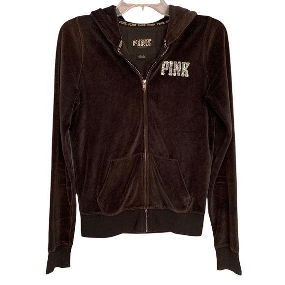 PINK Victoria's Secret Jackets & Blazers - PINK Victoria Secret Velvet Hoodie